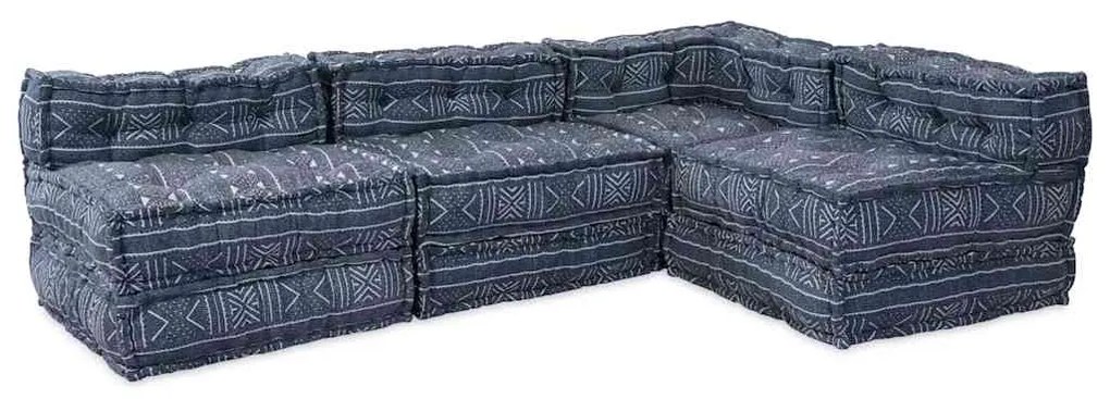 vidaXL Sofá Modular 4 pcs Estampa Índigo tecido