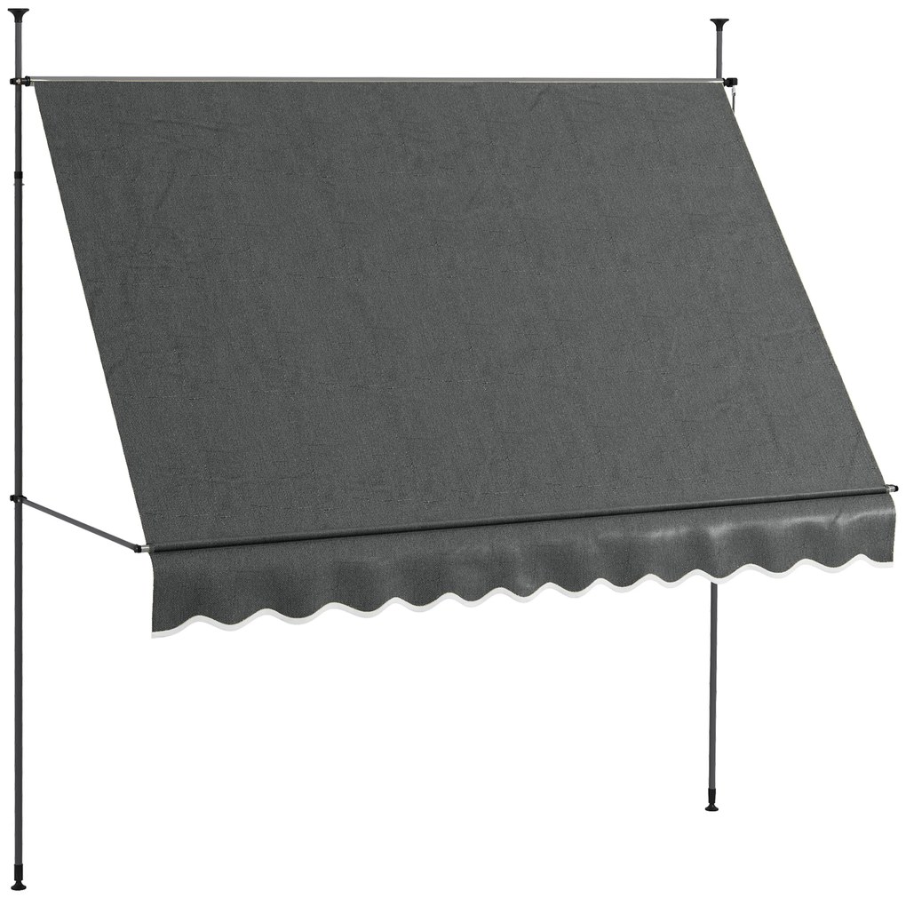 Outsunny Toldo Manual Retrátil com Manivela 300x120x210-300 cm com Altura Ajustável Impermeável para Jardim Varanda Cinza Escuro