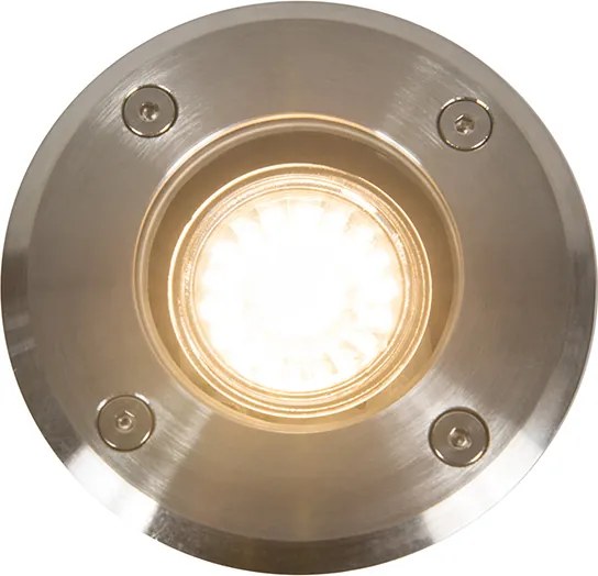 Foco de chão para exterior em aço 11cm IP67 - Basic Round