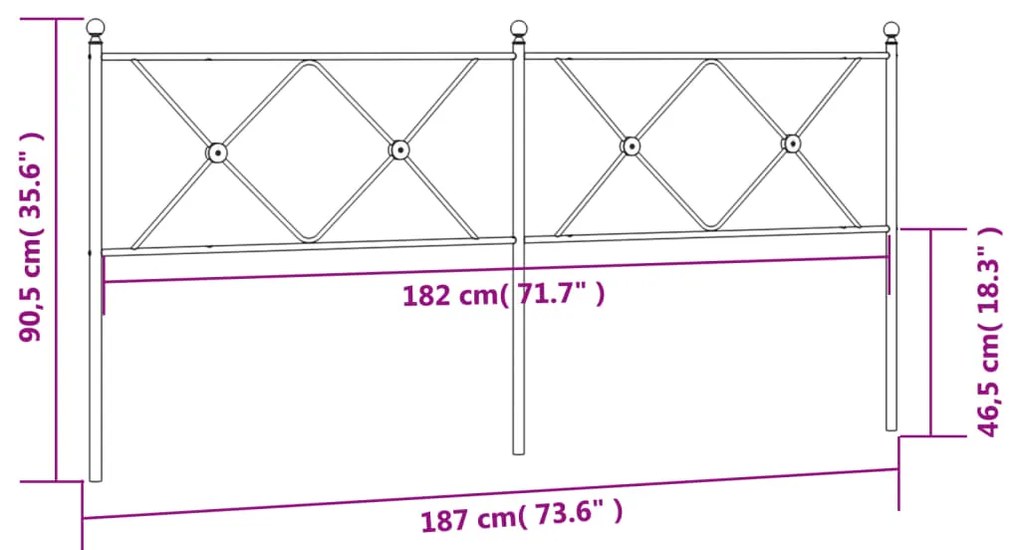 Cabeceira de cama 180 cm metal preto