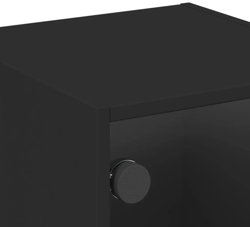 Mesa de cabeceira c/ porta de vidro 35x37x35 cm preto