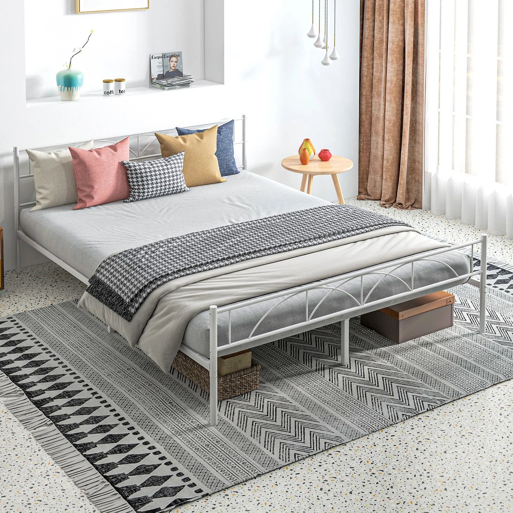 Cama de Casal 135x190 cm Estrutura de Ripas com Cabeceira de Ripas de