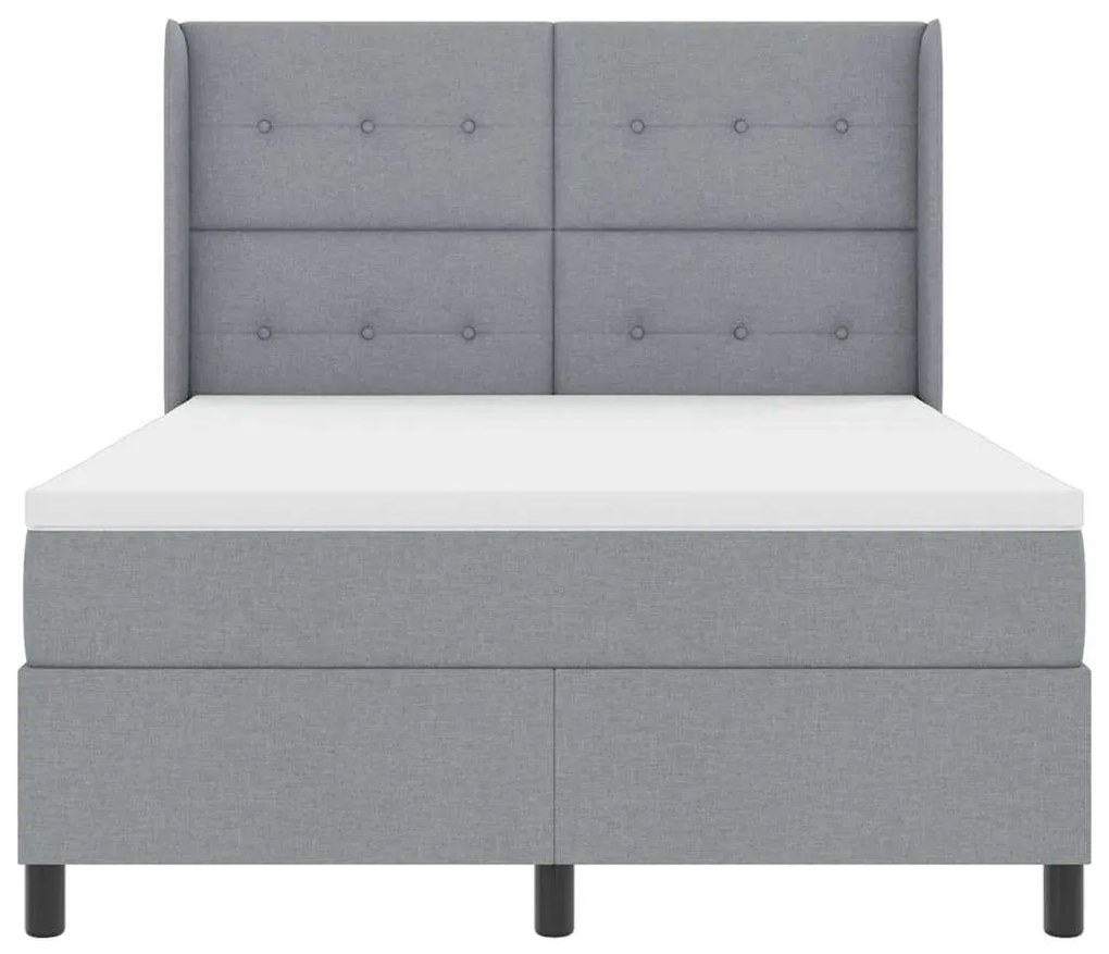 Cama Box com Colchão Cinza Claro, 140x190 cm, Tecido