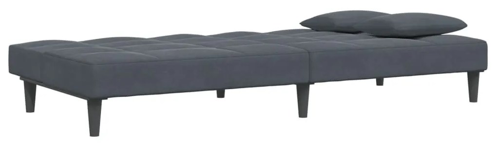 Sofá-cama 2 lugares c/ apoio de pés veludo cinzento-escuro