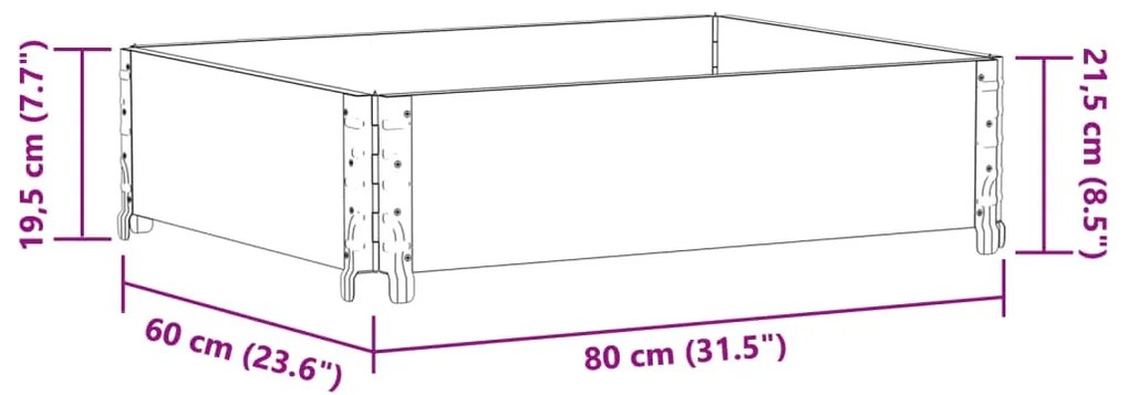 Vaso/floreira para jardim 80x60 cm pinho maciço castanho