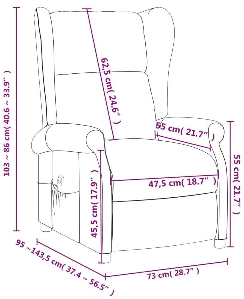 Poltrona de massagens reclinável tecido castanho