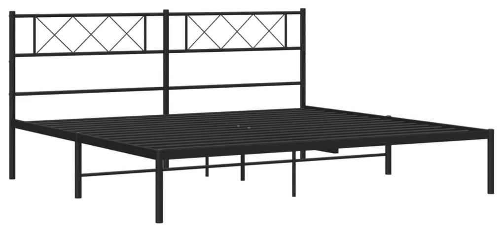 Estrutura de cama com cabeceira 200x200 cm metal preto