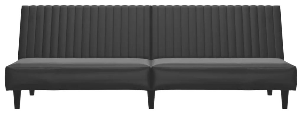 Sofá-cama de 2 lugares couro artificial preto