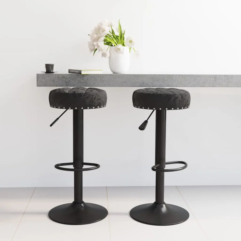 332992 vidaXL Bancos de bar 2 pcs veludo preto