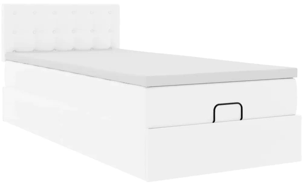 Estrutura de cama otomana com colchão 90x200 cm branco puro