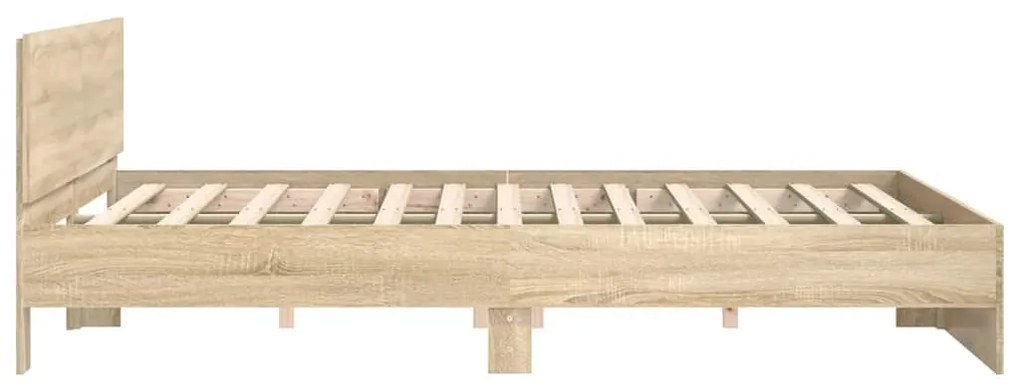 Estrutura de cama com cabeceira 200x200 cm carvalho sonoma