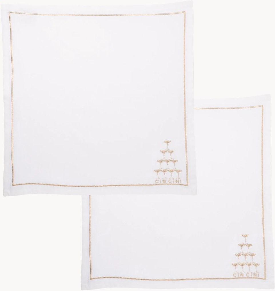 Guardanapos bordados Champagne Tower, conjunto de 2