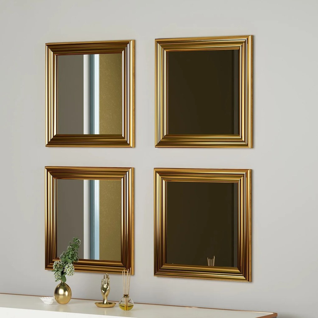 Conjunto de Espelhos Loza – Dourado – 40x40x3 cm