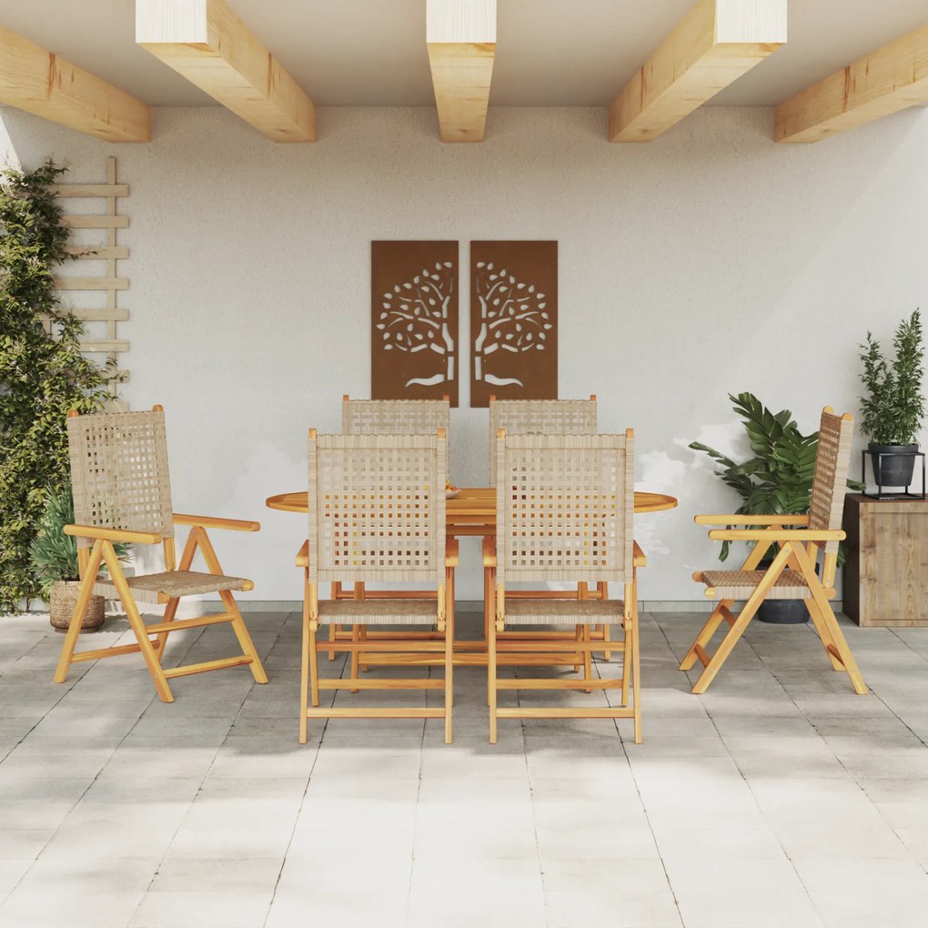 Conjunto de Jantar de Jardim VidaXL com 7 Peças em Madeira Sólida de A