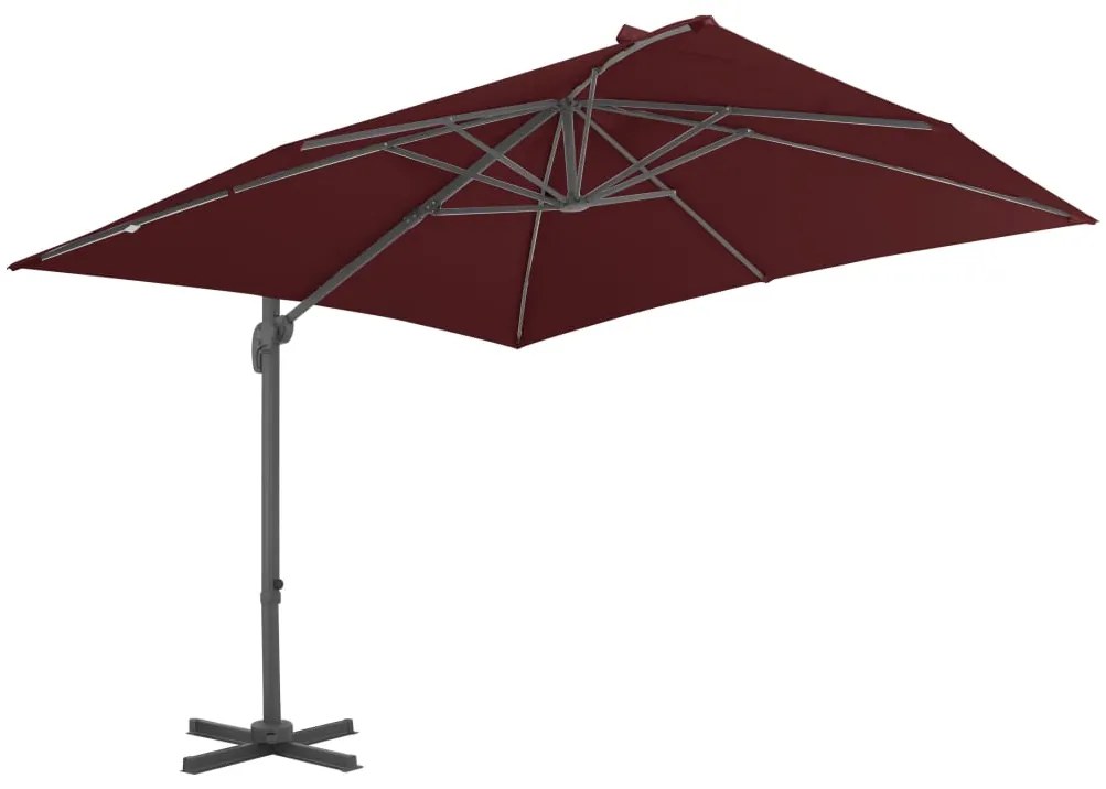 Guarda-sol jardim cantilever c/ poste alumínio 400x300 cm bordô
