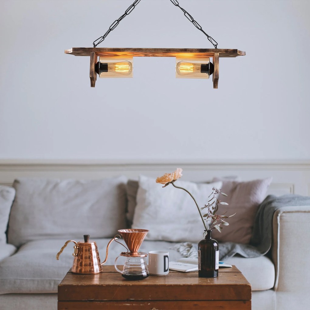 Candeeiro Chandelier Erebos – Preto Madeira – 80 x 11 cm