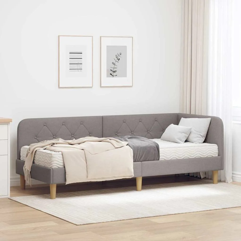 vidaXL Estrutura de Cama de Canto Cinzento-acastanhado 80 x 200 cm