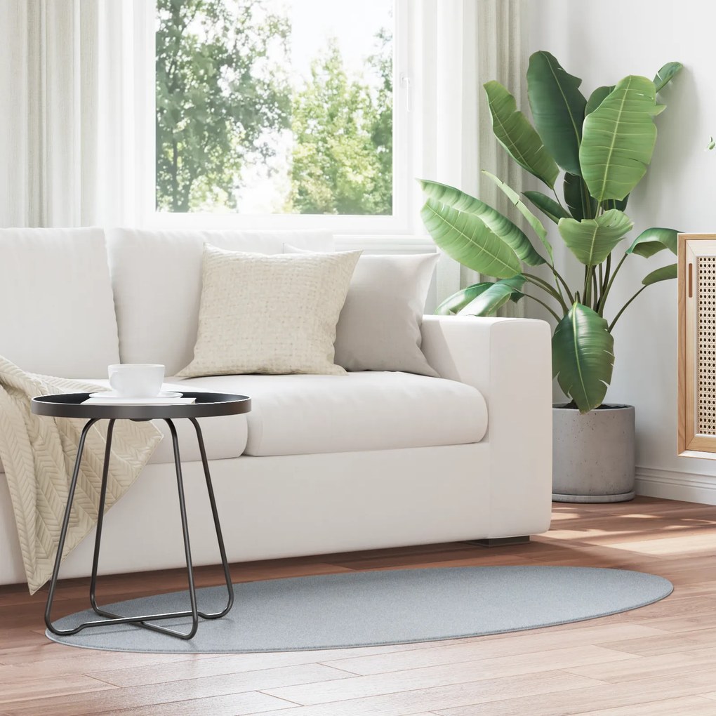 vidaXL Rug 'HUARTE'Cinzento 80x150 cm Oval