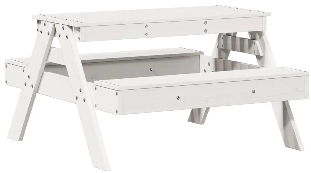 Mesa de piquenique p/ crianças 88x97x52 cm pinho maciço branco
