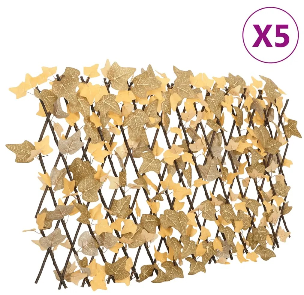 vidaXL Treliça de ácer artificial extensível 5 pcs 180x60 cm laranja