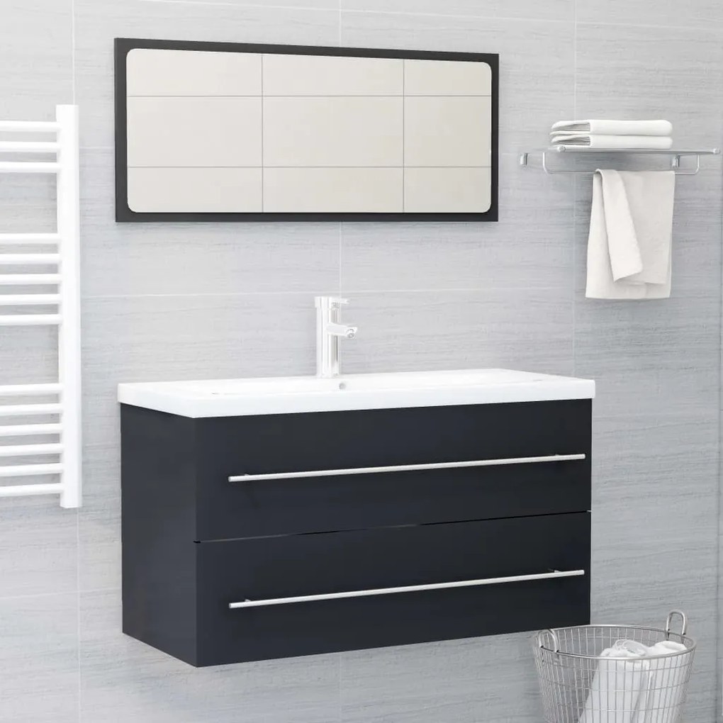 804847 vidaXL 2 pcs conjunto móveis de casa de banho contraplacado cinzento