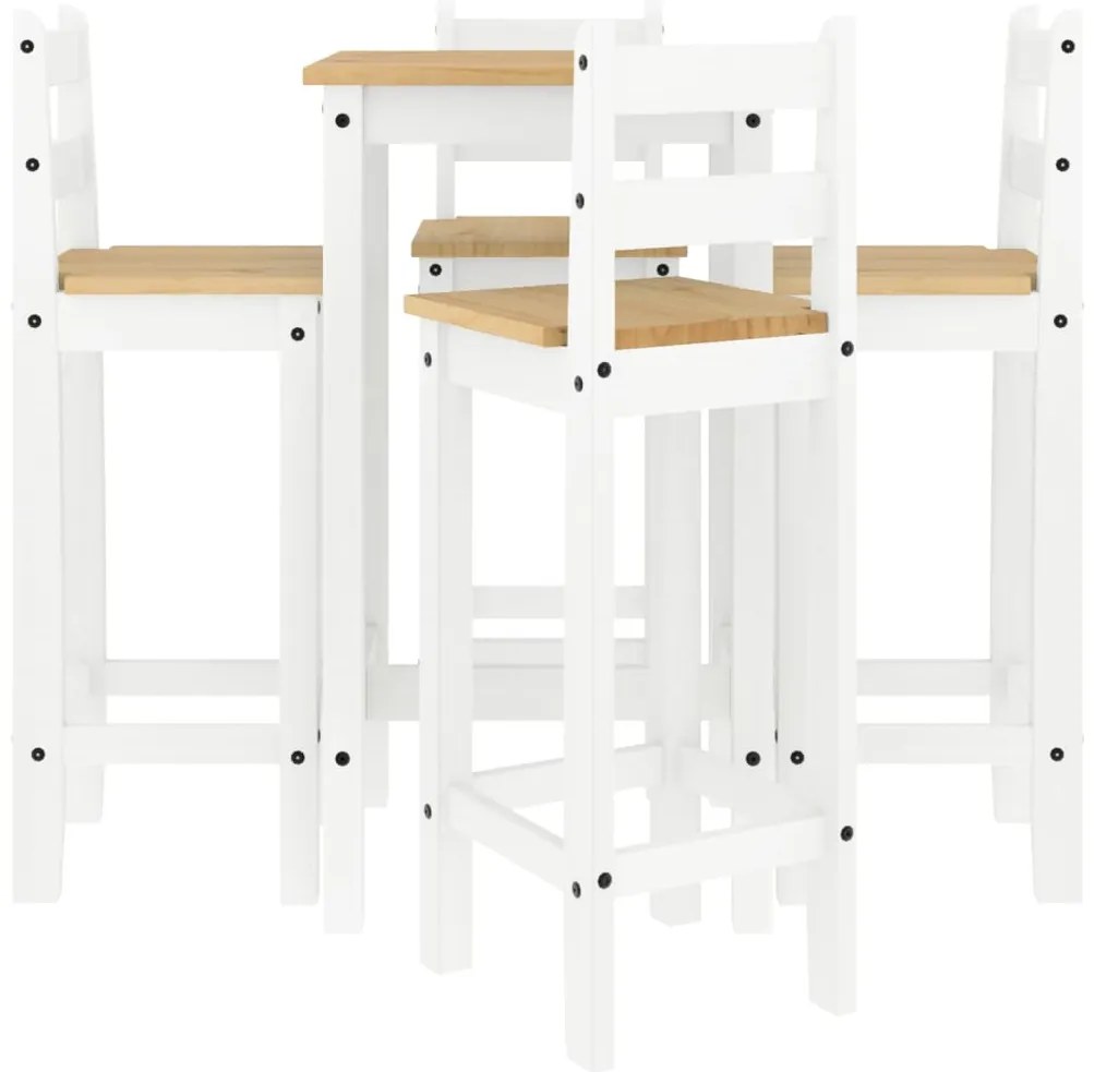 5 pcs conjunto de bar pinho maciço branco