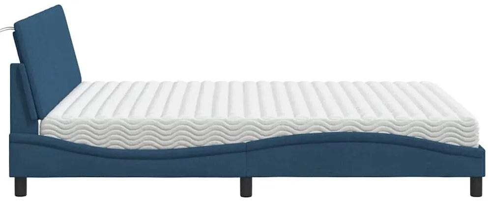 Cama com colchão 160x200 cm tecido azul