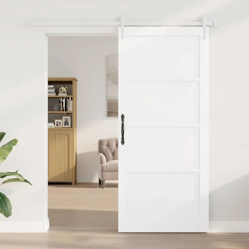 Porta Deslizante vidaXL com Conjunto de Hardware Branca 93x211 cm Made