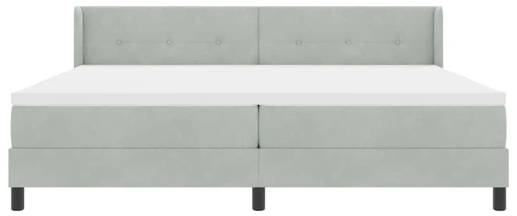 Cama Box Spring vidaXL com Colchão Cinza Claro 200x200 cm Veludo