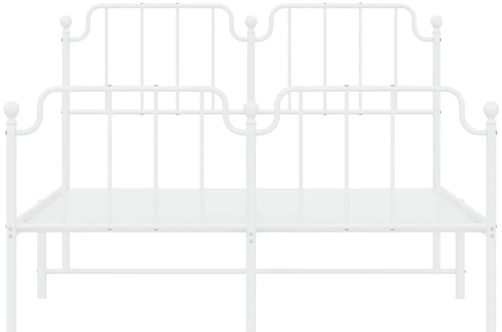 Estrutura de cama com cabeceira e pés 140x190 cm metal branco