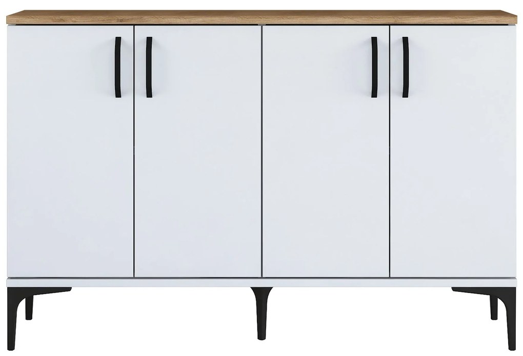 Armário Multiusos JE162 – Branco e Nogal – 120x78,6x40 cm