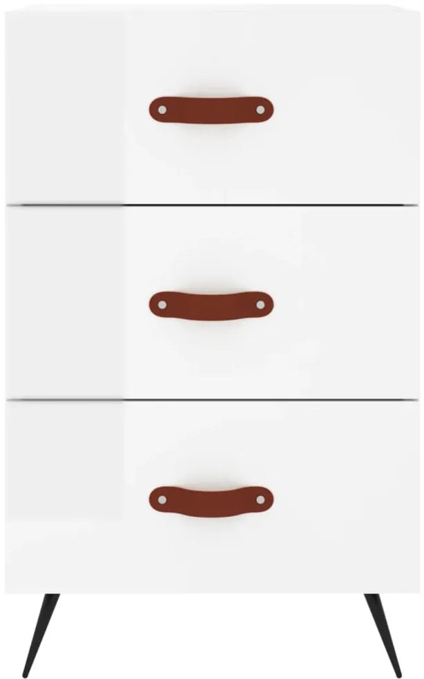 Mesa de cabeceira 40x40x66cm derivados madeira branco brilhante