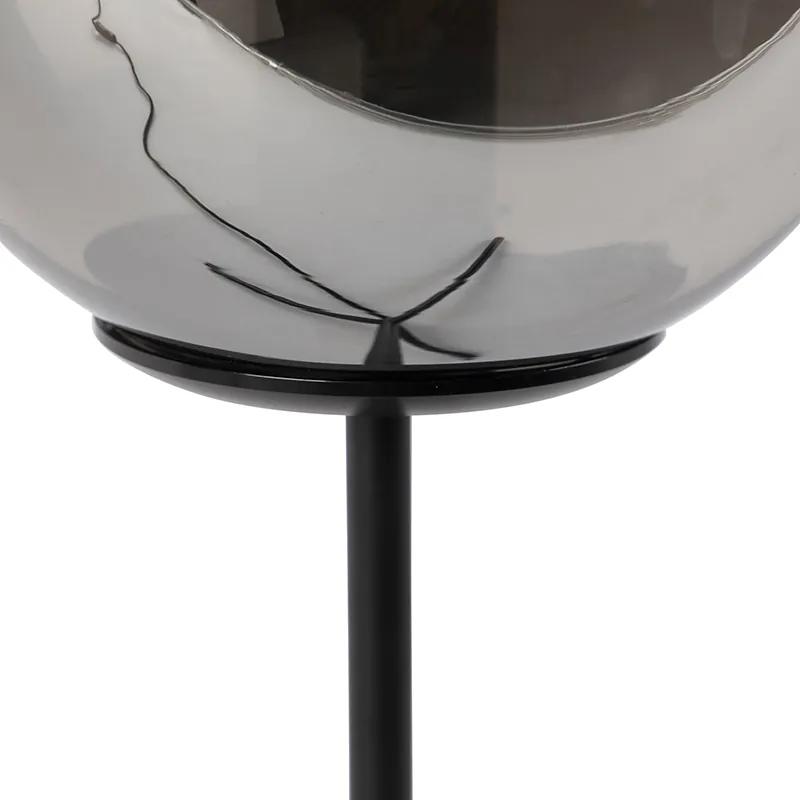 Candeeiro de mesa Art deco preto com vidro fumê 45,5 cm - Pallon Art Deco