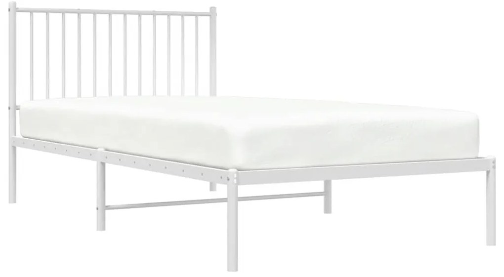 Estrutura de cama com cabeceira 100x200 cm metal branco