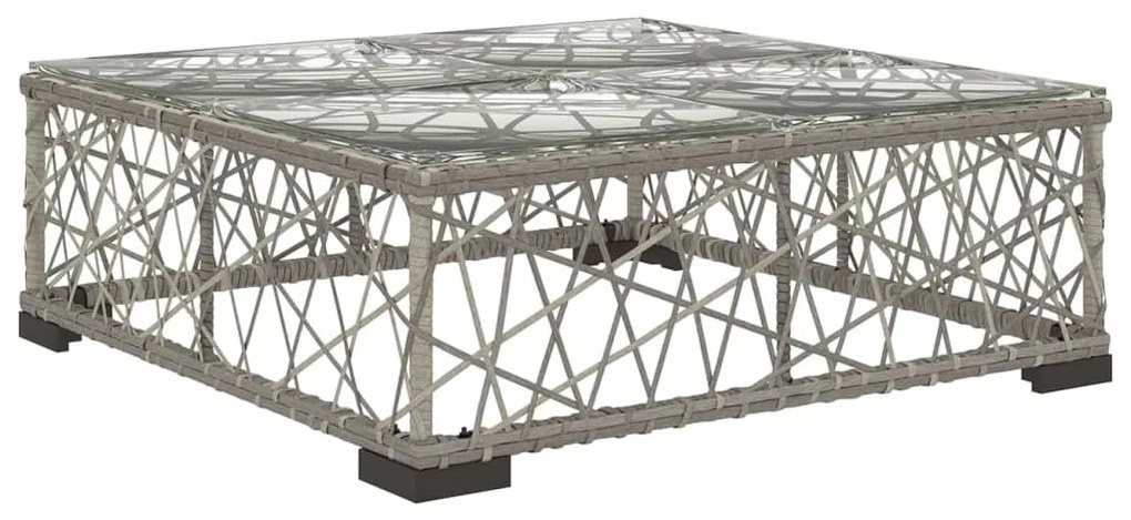 5 pcs conjunto lounge de jardim c/ almofadões vime PE cinzento