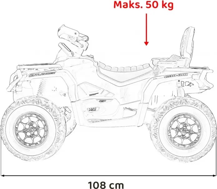 Moto 4 elétrica para crianças 3 a 7 anos, 12V Can Am Outlander 4x4 com controlo remoto, rodas Espuma EVA, assento couro Carga até 50Kg Preta