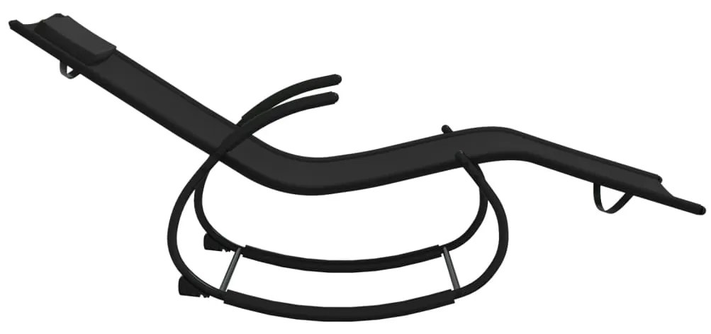 Espreguiçadeira baloiço aço e textilene preto