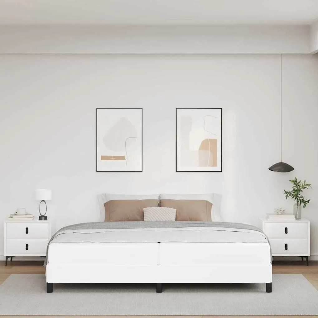 Cama Outros Branco Puro 200 x 200 cm Couro sintético
