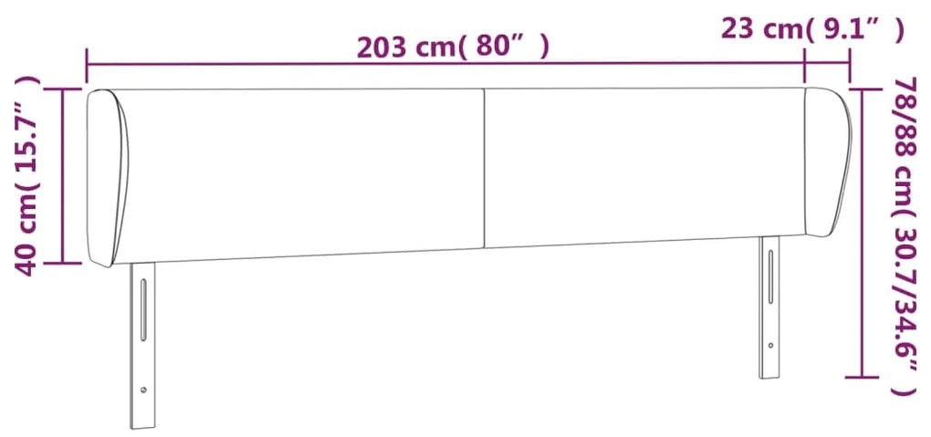 Cabeceira cama abas couro artificial 203x23x78/88 cm cappuccino