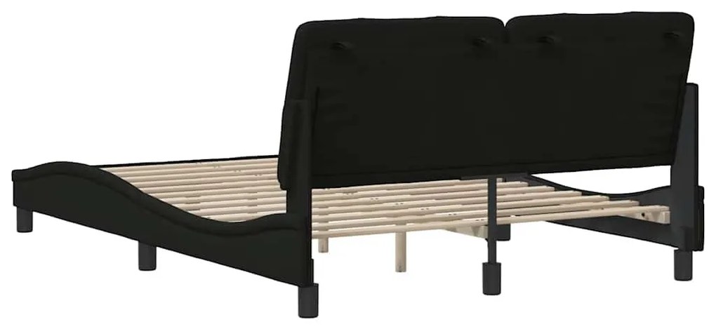 Estrutura de cama sem colchão 140x190 cm tecido preto