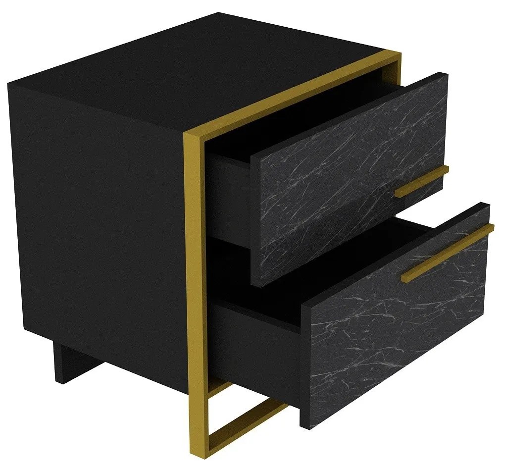 Mesa de Cabeceira Polka – Dourado e Preto – 50x51,8x38,5 cm