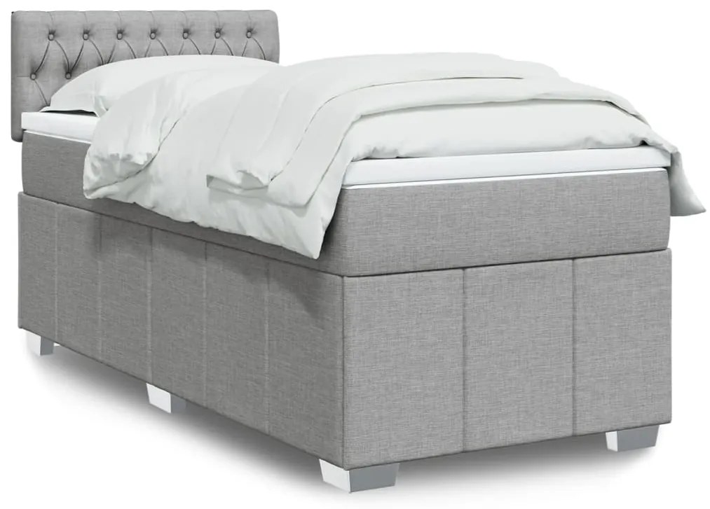 vidaXL Cama com molas/colchão 80x200 cm tecido cinza-claro