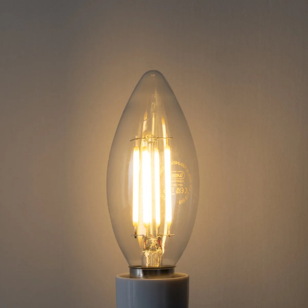 Set van 5 E14 3-staps dimbare LED lampen B35 helder 4W 450 lm 2700K