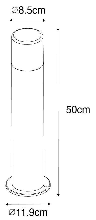 Candeeiro de pé exterior preto com cúpula fumada 50 cm - Odense Moderno