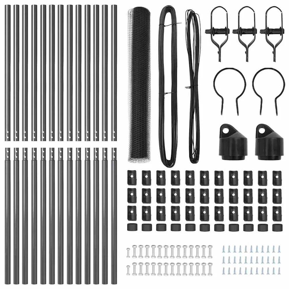 Conjunto de Cercas Conjunto de 2 Cinza Aço 25 x 1,2 m de malha