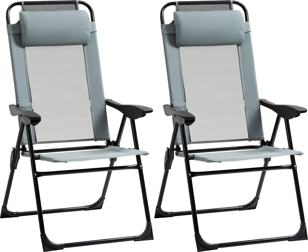 Outsunny Conjunto de 2 Cadeiras de Jardim Conjunto 2 Cadeiras Dobráveis Cadeira de Acampamento Braço Encosto Ajustável em 5 Posições | Aosom Portugal