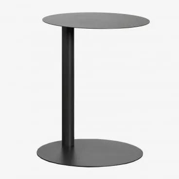 Mesa Auxiliar Redonda Ø40 Cm Em Aço Yannik Cinza Granito - Sklum