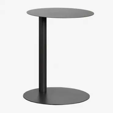 Mesa De Apoio Redonda Ø40 Cm Em Aço Inoxidável Yannik Cinza Granito - Sklum