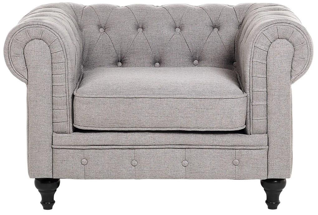 Poltrona em tecido cinzento claro CHESTERFIELD Beliani