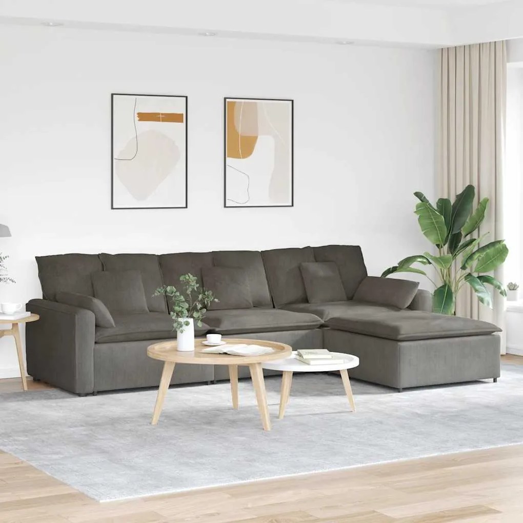 vidaXL Sofá modular com pufes e almofadas cinzento-claro